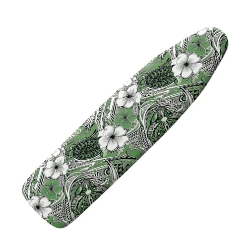 Bügelbrettbezug110X30Grüne Blumen mit Schnurbindung & Stretch System - Hitzebeständig, Reflektierend, Waschbar Strapazierfähig und Leicht Anzubringen Bügelbrett Bezug von siebe