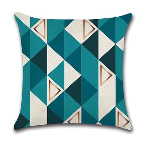 Kissenbezug 40x40 Grüne Geometrie Leinen Dekokissen Sofakissen chlafzimmer Wohnzimmer Balkon Outdoor Kopfkissenbezug,mit Verdecktem Zip Voll Waschbar. von siebe