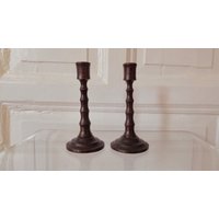 2 Antike Gedrechselte Holz Kerzen Leuchter Kerzenständer Paar 19. Jh Handgefertigt True Vintage Objekte 2 Antike Gedrechselte Holz Kerzen Leuchter Kerzenständer Paar 19. Jh Handgefertigt True Vintage Objekte von siebenundsiebzig