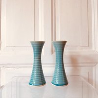 2 Keramik Leuchter Kerzenständer Paar Ikea Türkis Vintage 2 Keramik Leuchter Kerzenständer Paar Ikea Türkis Vintage von siebenundsiebzig