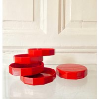 70Er Jahre Utensilo Organizer Schmuck Kunststoff Tray Dose Rot Vintage Design Original von siebenundsiebzig