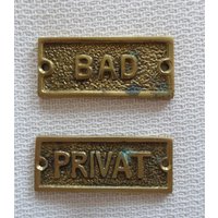 Altes Messing Tür Schild Privat Oder Bad Gold Vintage von siebenundsiebzig