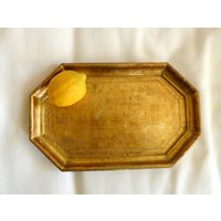 Florentiner Holz Tablett Gold True Vintage Objekt von siebenundsiebzig