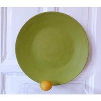 Riesige Bambus Holz Schale Platte Tablett 55 cm Grün Vintage Riesige Bambus Holz Schale Platte Tablett 55 cm Grün Vintage von siebenundsiebzig
