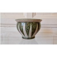 Ruscha Keramik Cachepot Übertopf Vase Zebra 100/2 Handgemalt Kurt Tschörner West German Pottery Vintage von siebenundsiebzig