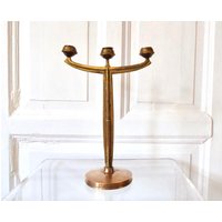 Seltener Antiker Jugendstil Messing Leuchter Kerzenständer Kandelaber True Vintage Interieur von siebenundsiebzig