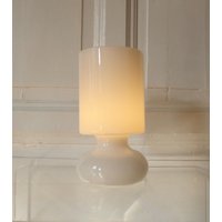 Tisch Lampe Leuchte Ikea Lykta Glas Weiß Vintage Design Objekt von siebenundsiebzig