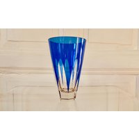 Val Saint Lambert Kristall Becher Glas Vase Kobalt Blau Geschliffen True Vintage von siebenundsiebzig