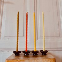 Vintage Kerzenständer 4 Leuchter Set Advent Emaille Original Kerzen True Objekt von siebenundsiebzig