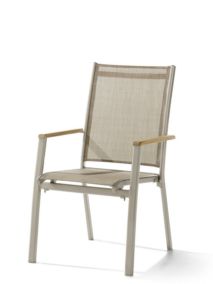 sieger Gartenstuhl Cadiz, in Natur, Kunstfasergewebe - 68x98x59cm (BxHxT) von sieger