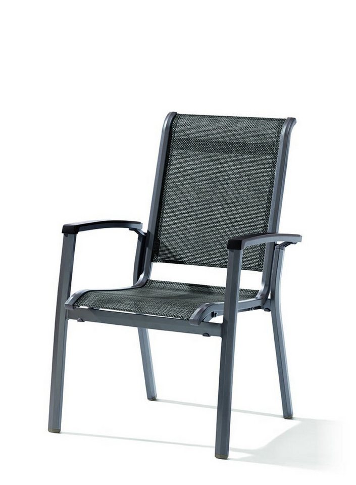 sieger Gartenstuhl Calvi, in Silbergrau, Kunstfasergewebe - 67x97x64cm (BxHxT) von sieger