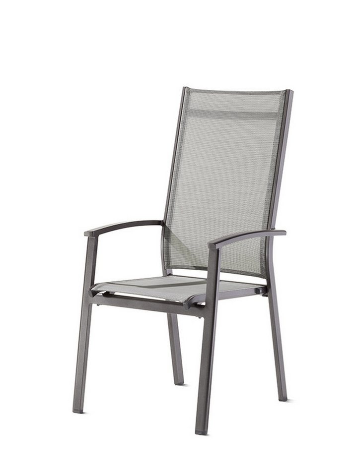 sieger Gartenstuhl Lima, in Eisengrau, Kunstfasergewebe - 65,5x108,5x63cm (BxHxT) von sieger