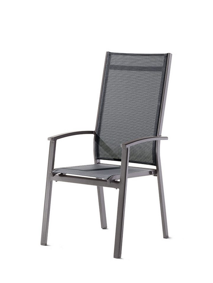 sieger Gartenstuhl Lima, in Eisengrau, Kunstfasergewebe - 65,5x108,5x63cm (BxHxT) von sieger