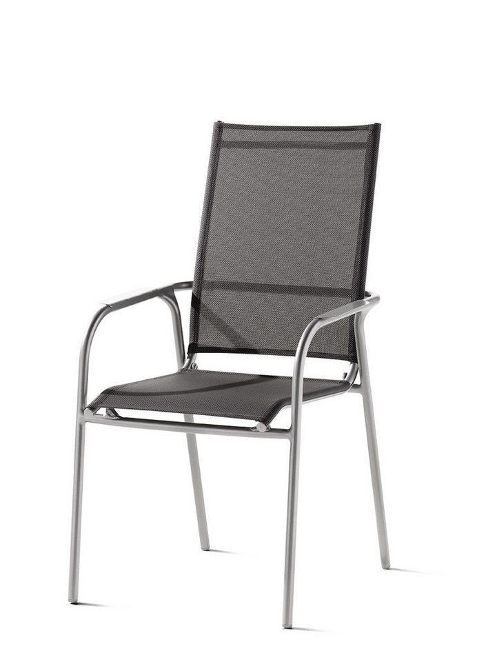 sieger Gartenstuhl Sirio, in Silbergrau, Kunstfasergewebe   - 58x100x62cm (BxHxT) von sieger