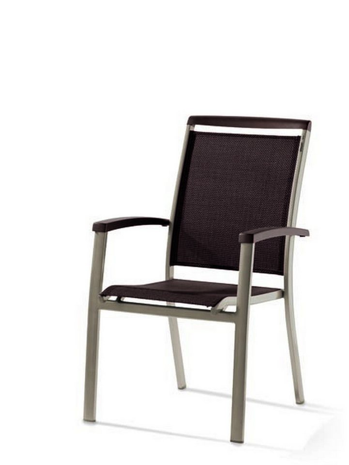 Sieger Gartenmöbel Stapelstuhl in Mocca, Kunstfasergewebe - 70x96x60cm (BxHxT) von Sieger Gartenmöbel