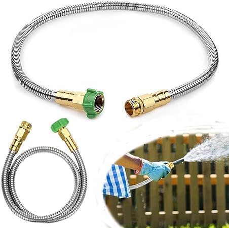 Kurzer Gartenschlauch mit Metallanschluss weiblich auf männlich, robuster, flexibler Edelstahlschlauch, flexibel und leicht, knickfrei, für die Bewässerung im Freien, Auto, Haustierreinigung (91 cm) von sifteng