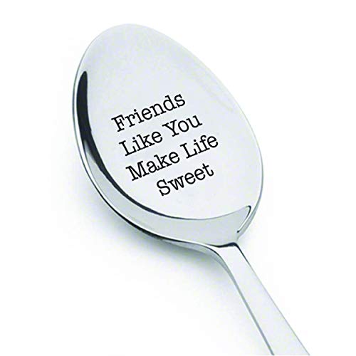 Friends Like You Make Life Sweet Cute Friends Gift Engraved Spoon Friendship Day Gift unique funny gift Coffee lovers gift idea von JOKHANG