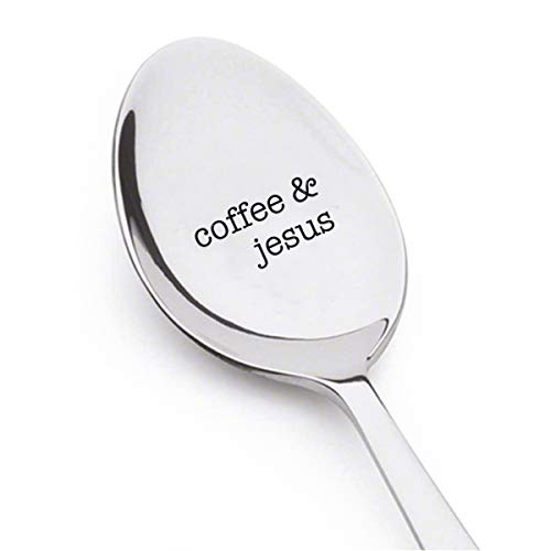 Kaffeelöffel mit Gravur "Jesus", christliches Geschenk für sie, inspirierender Küchenlöffel, religiöser Löffel, Andenken, Kaffeelöffel, Einweihungsgeschenk, Weihnachtsgeschenke von signatives