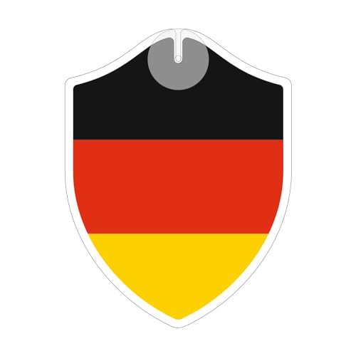 Flaggen EM 2024 - Deutschland - Wimpel mit Saugnapf - Perfekt zum Aufhängen - Maße: 18,5 x 14,0 cm - Wappen - Fähnchen - Länder Flaggen von signodoo