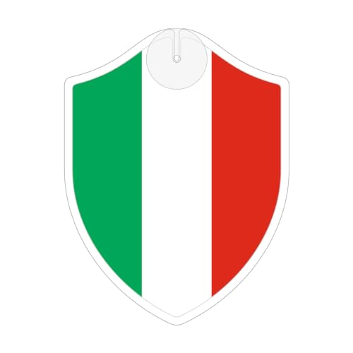 Flaggen EM 2024 - Italien - Wimpel mit Saugnapf - Perfekt zum Aufhängen - Maße: 18,5 x 14,0 cm - Wappen - Fähnchen - Länder Flaggen von signodoo