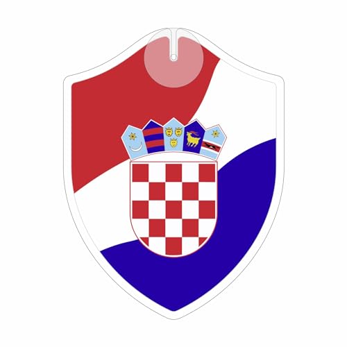 Flaggen EM 2024 - Kroatien - Wimpel mit Saugnapf - Perfekt zum Aufhängen - Maße: 18,5 x 14,0 cm - Wappen - Fähnchen - Länder Flaggen von signodoo