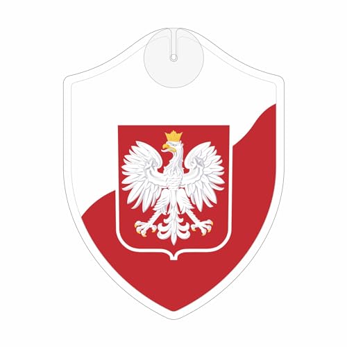 Flaggen EM 2024 - Polen - Wimpel mit Saugnapf - Perfekt zum Aufhängen - Maße: 18,5 x 14,0 cm - Wappen - Fähnchen - Länder Flaggen von signodoo
