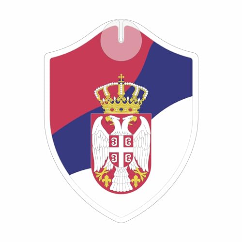 Flaggen EM 2024 - Serbien - Wimpel mit Saugnapf - Perfekt zum Aufhängen - Maße: 18,5 x 14,0 cm - Wappen - Fähnchen - Länder Flaggen von signodoo