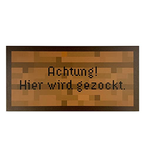 signodoo® Funschild Achtung! Hier Wird gezockt | BxH: 30,0 x 20,0 cm, Aluminiumverbundplatte | Schld mit lustigem Spruch | Spaßschild | Gaming Schild | Geschenk für Gamer | Gamingraum Dekoration von signodoo