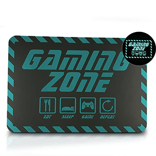 Gaming Zone Schild - Leuchtet im dunkeln - Größe: 20 x 30 cm - Material: Aluminium, langnachleuchtend - blau/schwarz - Eat Sleep Game Repeat - Wand- & Türschild - signodoo von signodoo