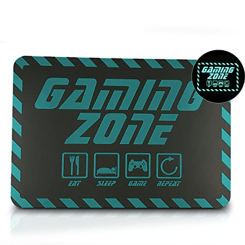 Gaming Zone Schild - Leuchtet im dunkeln - Größe: 20 x 30 cm - Material: PVC-Folie, langnachleuchtend - blau/schwarz - Eat Sleep Game Repeat - Wand- & Türschild - signodoo von signodoo
