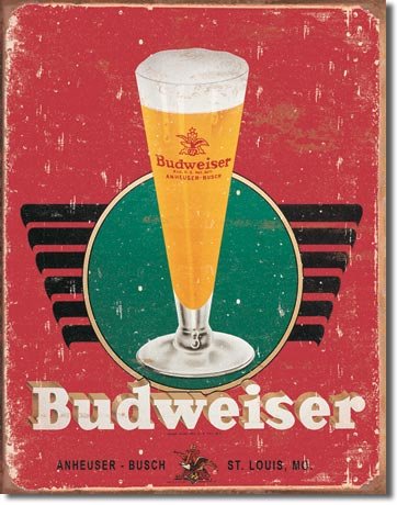 Budweiser Retro Glas Metall Schild von signs-unique