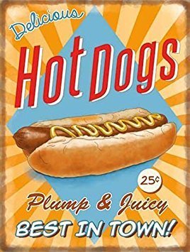 Metallschild "Delicious Hot Dogs" - 15x20 cm von signs-unique