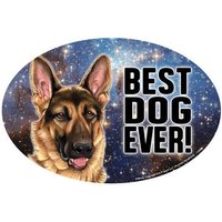 Deutscher Schäferhund Der Beste Hund Aller Zeiten Galaxy Design Oval Magnet Auto Kühlschrank Jede Metalloberfläche Wasserdicht Uv Beständig Made von signsandstuffaz