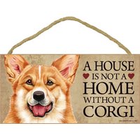 Ein Haus Ist Kein Zuhause Ohne Ein Corgis Niedlich Hängendes Holz Hundeschild Geschenk Home Decor Made in The Usa 10" X 5" Schneller Kostenloser von signsandstuffaz