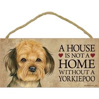 Ein Haus Ist Kein Zuhause Ohne Einen Yorkiepoo Niedlich Mit Herzen Hängen Holz Hund Schild Made in Usa Geschenk Home 10 "x 5" Schneller Kostenloser von signsandstuffaz