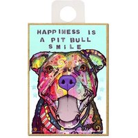 Glück Ist Ein Pitbull Lächeln Bunter Hund Holz Magnet Kühlschrank Küche Schließfach Jede Metalloberfläche Made in Den Usa 2, 5 "x3, 5" von signsandstuffaz