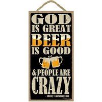 "Gott Ist Großartig, Bier Gut, Und Die Leute Sind Verrückt "Große Bar" Mann Höhle Hängende Holzschild Made in Den Usa 10 "x 5" Schneller "Gott Ist Großartig, Bier Gut, Und Die Leute Sind Verrückt "Große Bar" Mann Höhle Hängende Holzschild Made in Den Usa 10 "x 5" Schneller von signsandstuffaz