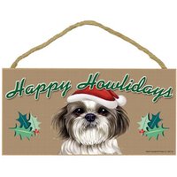 Happy Howlidays Shih Tzu Weihnachten Hängend Holz Hundeschild Geschenk Home Decor Made in The Usa 10" X 5" Schneller Kostenloser Versand Neu747 von signsandstuffaz