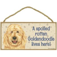 Hier Lebt Ein Verwöhnter, Fauler Goldendoodle | Blond Hergestellt in Den Usa Niedliches Holzschild Zum Aufhängen, 25, 4 X 12, 7 cm, Schneller Hier Lebt Ein Verwöhnter, Fauler Goldendoodle | Blond Hergestellt in Den Usa Niedliches Holzschild Zum Aufhängen, 25, 4 X 12, 7 cm, Schneller von signsandstuffaz