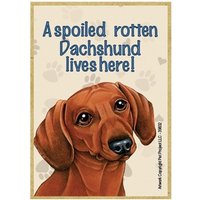 Hier Wohnt Der Verwöhnte Rotten Dackel Niedlicher Holz Hund Magnet Kühlschrank Küche Schließfach Jede Metalloberfläche Made in Usa 2, 5 "x 3 von signsandstuffaz