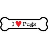 Ich | Herz Liebe Mops Hund Knochen Magnet Auto Kühlschrank Locker Alle Metalloberfläche Wasserdicht Uv-Beständig Made in Usa 2 "x 7" Kostenloser von signsandstuffaz