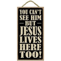 Man Sieht Ihn Nicht, Aber Auch Jesus Wohnt Hier Schönes Rustikales Holzschild Made in Usa Geschenk Home Decor 10 "x5" Schneller Kostenloser Versand Man Sieht Ihn Nicht, Aber Auch Jesus Wohnt Hier Schönes Rustikales Holzschild Made in Usa Geschenk Home Decor 10 "x5" Schneller Kostenloser Versand von signsandstuffaz