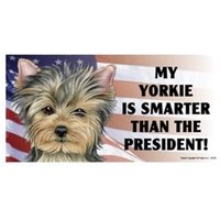 Mein Yorkie Ist Klüger Als Der Präsident Lustiger Magnet-Auto-Kühlschrank Jede Metalloberfläche Wasserdicht Uv-Beständig Made in Usa 4 "x 8" von signsandstuffaz