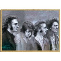 The Beatles Black & White John Lennon Ringo Paul George Holz Magnet Kühlschrank Schließfach Jede Metalloberfläche Made in Usa 2, 5 "x 3, 5" von signsandstuffaz