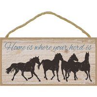 Zuhause Ist, Wo Ihre Herde Ist Pferde Ranch Country Wandbehang Holzschild Made in Usa Geschenk Home Decor 10 "x 5" Schneller Kostenloser Versand Neue von signsandstuffaz