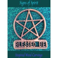 Blessed Be Pentacle - Holz Geschnitztes Eingefasstes Pentagramm Wicca Pagan Grußbild Blessed Be Pentacle - Holz Geschnitztes Eingefasstes Pentagramm Wicca Pagan Grußbild von signsofspirit