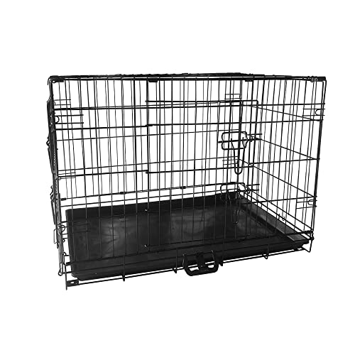Hundekäfig 75 x 46 x 52 cm faltbar mit 2 Türen Transportkäfig Auto Hundebox mit Bodenschale Transportbox Drahtkäfig Hundetransportkäfig Größe (M-30 Zoll) von signzworld