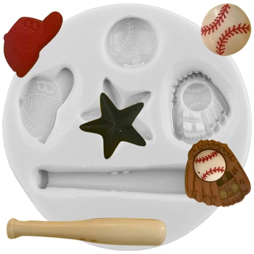 Sijiangmold Baseball Fondant Form Baseball Kappe Fledermaus Handschuh Silikon Formen für Kuchen Dekoration Cupcake Topper Candy Polymer Clay Schokolade Gum Paste von sijiangmold