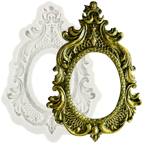 Sijiangmold Bilderrahmen Silikonformen Barock Fotorahmen Fondantform Vintage Spiegelrahmenformen Für Kuchendekoration Schokolade Cupcake Topper Süßigkeiten Polymer Ton Blütenpaste von sijiangmold