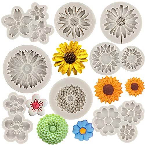 Sijiangmold Chrysanthemen-Silikonform für Sonnenblumen, Fondant, Kirschblüten, Pflaumenblüten, kleine Blumen, Silikonformen für Kuchendekoration, Cupcake-Aufsätze, Süßigkeiten, Schokolade, Gummipaste, von sijiangmold